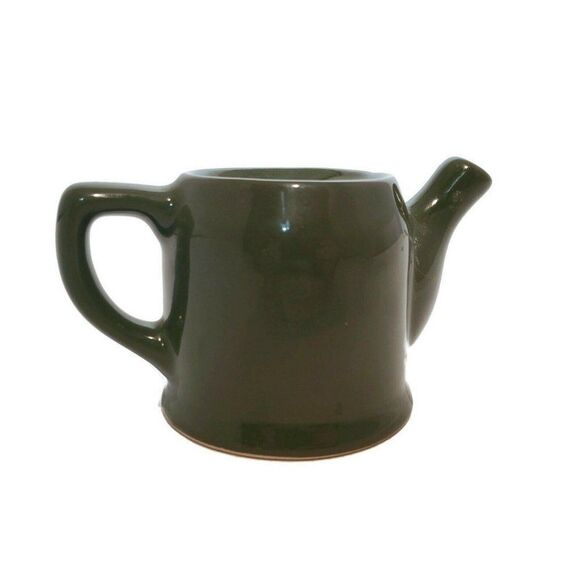 Vintage Dark Olive Green Pottery Teapot Handmade Stoneware Water pitcher no lid - Picture 1 of 3